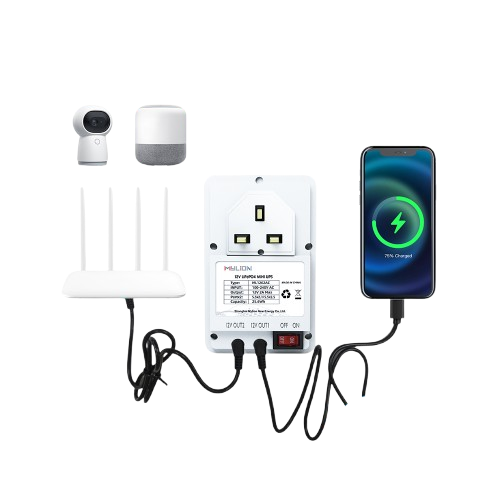 Cargador inteligente Mylion con entrada de CA de 110 V-230 V y salida de CC de 12 V y 2 A, mini SAI LiFe PO4 para router wifi IoT