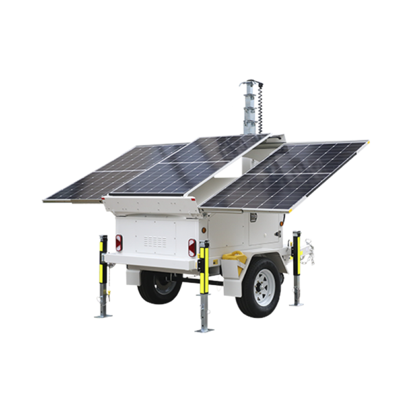 Traila / Remolque con Mástil Retráctil de 7.5 m. para Videovigilancia o Iluminación, con Bases para Instalar Paneles Solares y Baterías (No incluidos) - Image 3